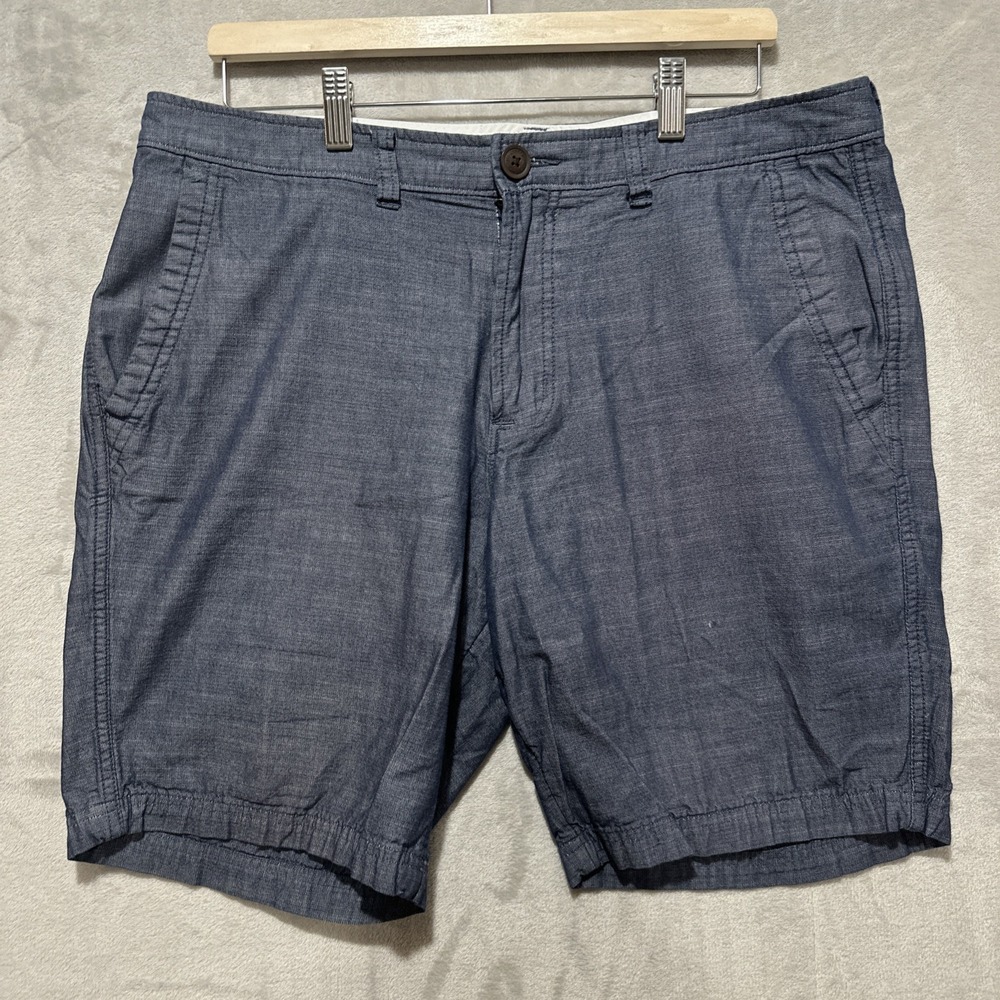 Abercrombie & Fitch Chino Shorts Men's 34 Blue Chambray Classic Fit Pockets Logo